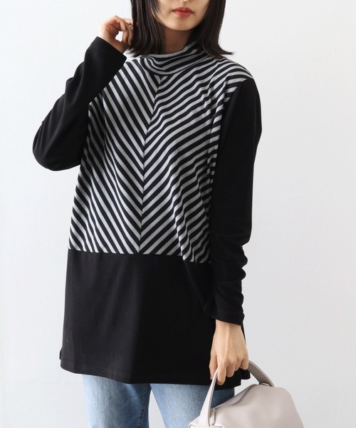BRODIAEA(ブローディア)の「BRODIAEA 起毛ボーダープルオーバー(Tシャツ/カットソー・レディース・ネイビー/グリーン/ブラック・40)」の4枚目の写真