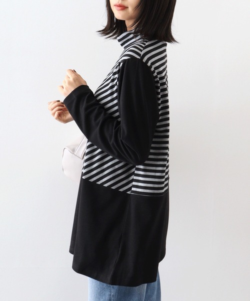 BRODIAEA(ブローディア)の「BRODIAEA 起毛ボーダープルオーバー(Tシャツ/カットソー・レディース・ネイビー/グリーン/ブラック・40)」の5枚目の写真