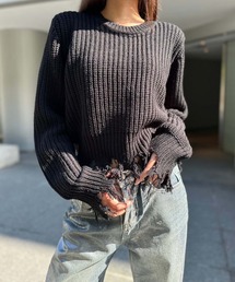 【ZOZO限定アイテム】畔編みダメージニット