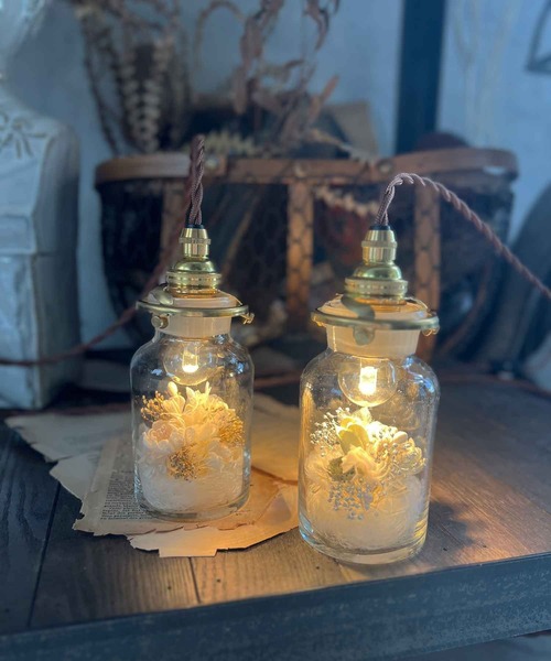 m.soeur（エムスール）の「布花のflower bottle light＊mini（照明