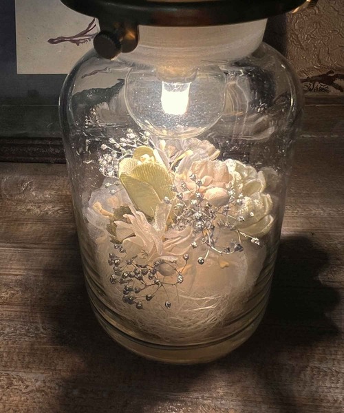 m.soeur（エムスール）の「布花のflower bottle light＊mini（照明