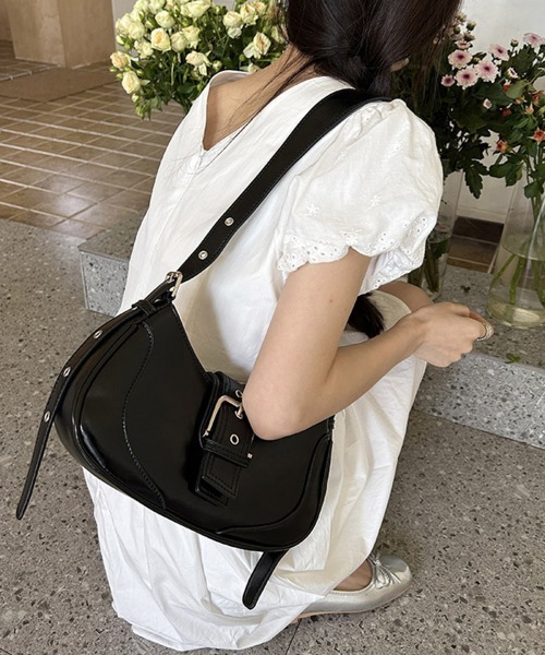 Miniministore(ミニミニストア)の「ホーボーバッグ 韓国 ハーフムーンバッグ(ハンドバッグ・レディース・シルバー/ブラック・フリー)」の21枚目の写真