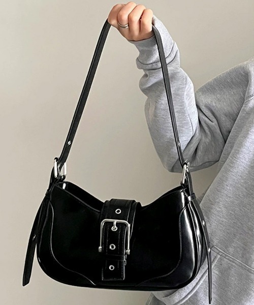 Miniministore(ミニミニストア)の「ホーボーバッグ 韓国 ハーフムーンバッグ(ハンドバッグ・レディース・シルバー/ブラック・フリー)」の14枚目の写真