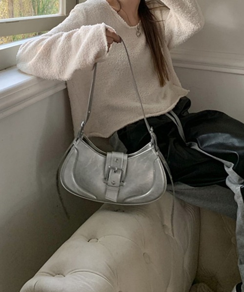 Miniministore(ミニミニストア)の「ホーボーバッグ 韓国 ハーフムーンバッグ(ハンドバッグ・レディース・シルバー/ブラック・フリー)」の10枚目の写真