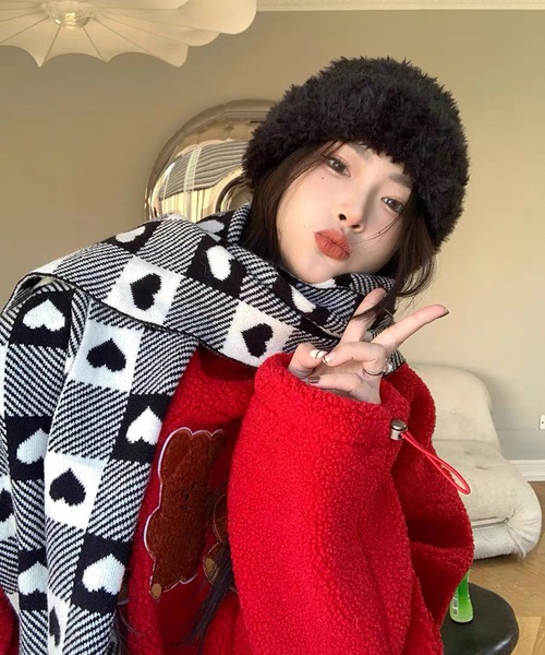 shopnikoniko(ショップニコニコ)の「シャギーニット帽子 ビーニー キャップ(ニットキャップ/ビーニー・レディース・ブラック/ホワイト・フリー)」の15枚目の写真
