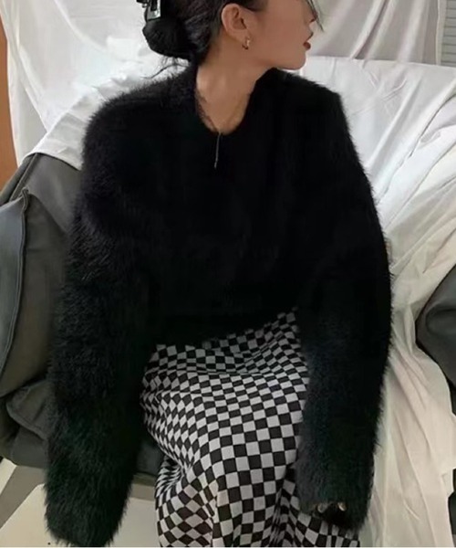 ROOPTOKYO(ループトウキョウ)の「▲ショート丈シャギーソフトニット(ニット/セーター・レディース・カーキ/オフホワイト/グレー/ブラック・M)」の3枚目の写真