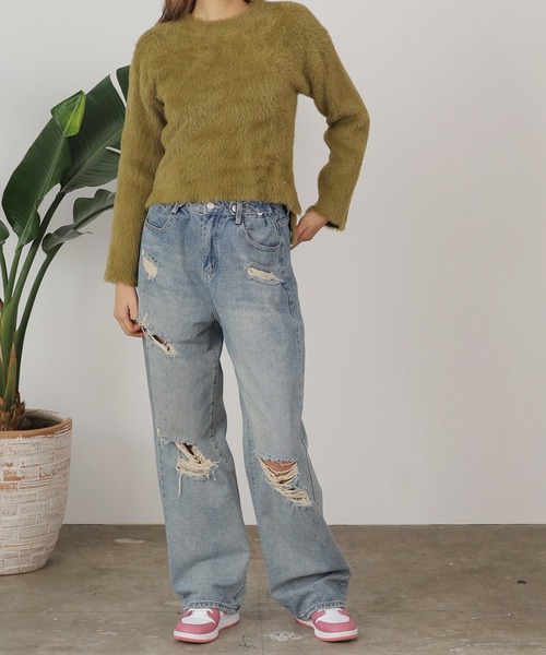 ROOPTOKYO(ループトウキョウ)の「▲ショート丈シャギーソフトニット(ニット/セーター・レディース・カーキ/オフホワイト/グレー/ブラック・M)」の7枚目の写真