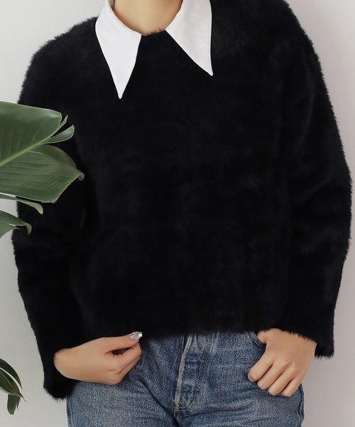 ROOPTOKYO(ループトウキョウ)の「▲ショート丈シャギーソフトニット(ニット/セーター・レディース・カーキ/オフホワイト/グレー/ブラック・M)」の12枚目の写真