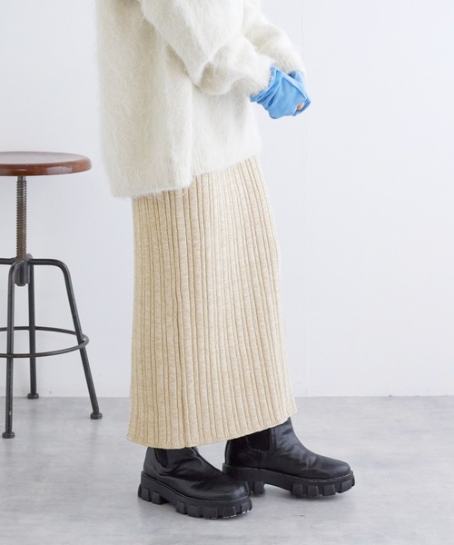 w closet（ダブルクローゼット）の「ランダムリブタイトニットスカート（スカート・レディース・ベージュ/パープル/ブラウン/ブラック・FREE）」の6枚目の写真