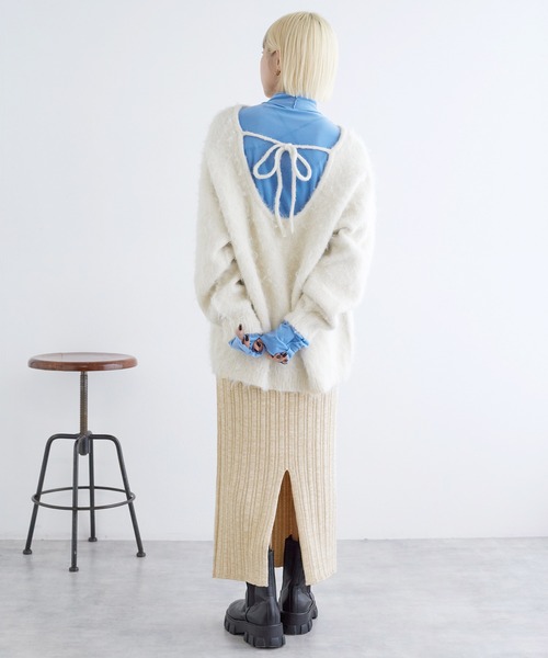 w closet（ダブルクローゼット）の「ランダムリブタイトニットスカート（スカート・レディース・ベージュ/パープル/ブラウン/ブラック・FREE）」の7枚目の写真