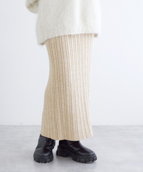 w closet（ダブルクローゼット）の「ランダムリブタイトニットスカート（スカート・レディース・ベージュ/パープル/ブラウン/ブラック・FREE）」の10枚目の写真