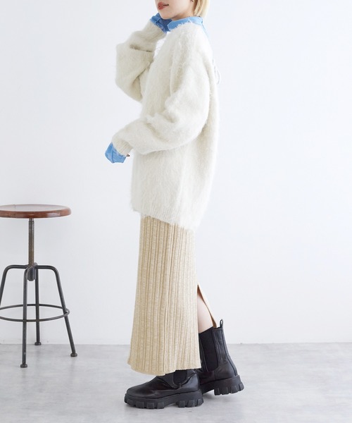 w closet（ダブルクローゼット）の「ランダムリブタイトニットスカート（スカート・レディース・ベージュ/パープル/ブラウン/ブラック・FREE）」の11枚目の写真