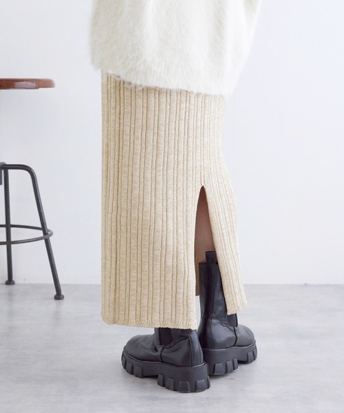 w closet（ダブルクローゼット）の「ランダムリブタイトニットスカート（スカート・レディース・ベージュ/パープル/ブラウン/ブラック・FREE）」の12枚目の写真