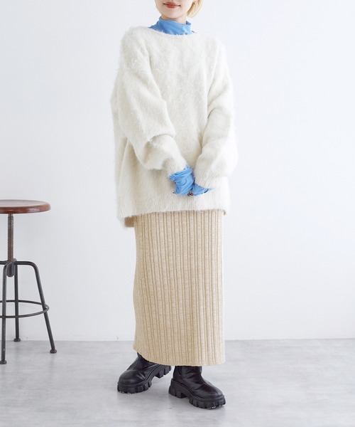 w closet（ダブルクローゼット）の「ランダムリブタイトニットスカート（スカート・レディース・ベージュ/パープル/ブラウン/ブラック・FREE）」の13枚目の写真