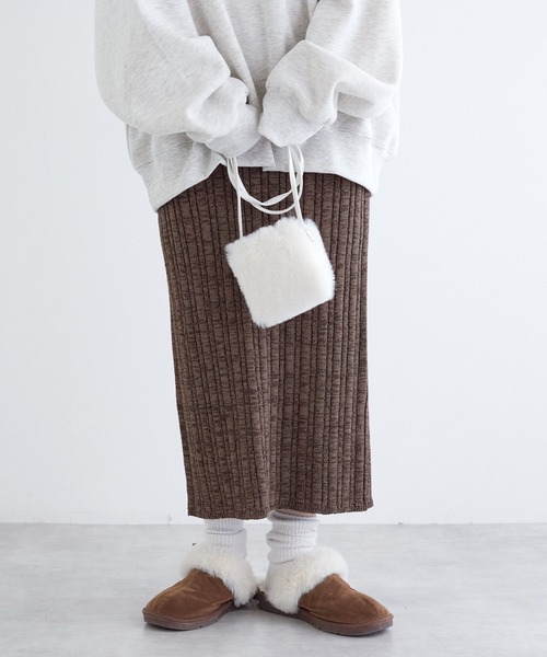 w closet（ダブルクローゼット）の「ランダムリブタイトニットスカート（スカート・レディース・ベージュ/パープル/ブラウン/ブラック・FREE）」の21枚目の写真