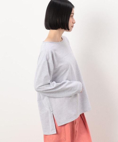 Purple&Yellow(パープルアンドイエロー)の「インレイ ラウンドネックプルオーバー(Tシャツ/カットソー・レディース・サックスブルー/イエロー×グリーン/ライトグレー・FREE)」の5枚目の写真