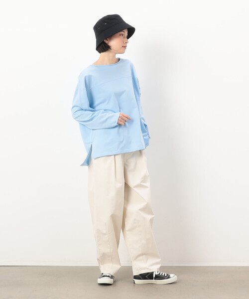 Purple&Yellow(パープルアンドイエロー)の「インレイ ラウンドネックプルオーバー(Tシャツ/カットソー・レディース・サックスブルー/イエロー×グリーン/ライトグレー・FREE)」の10枚目の写真