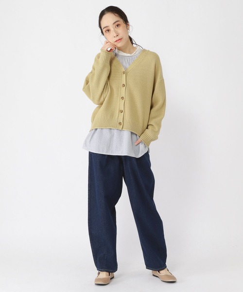 studio CLIP（スタディオクリップ）の「ソフトバレルデニムパンツ[プチ・プラスサイズあり]（デニムパンツ・レディース・モカ/インディゴブルー/ライトブルー/グレー・MEDIUM/LARGE/ﾌﾘｰ(L)/PF）」の8枚目の写真