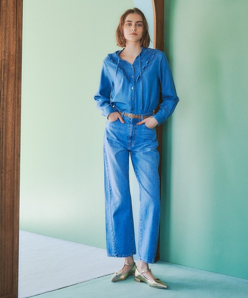 YECCA VECCA（イェッカヴェッカ）の「ORGABITS切替ストレートデニムパンツ（デニムパンツ・レディース・インディゴブルー/ダークインディゴブルー・S/M）」の2枚目の写真