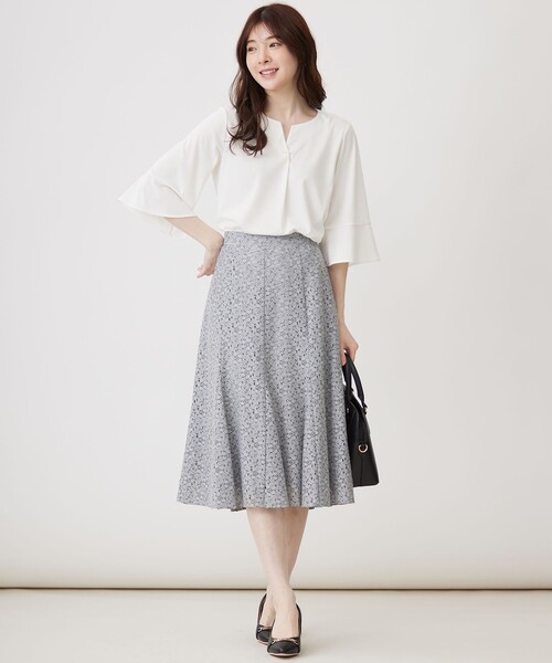 ANY SIS（エニィスィス）の「【接触冷感・吸水速乾・UVケア】エアリードレープスムース 七分袖 ブラウス（シャツ/ブラウス・レディース・ライトグリーン系/ネイビー系9/ホワイト系/ホワイト系1/ライトグレー系9/ブルー系・2）」の19枚目の写真