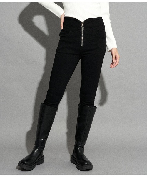 ANAP（アナップ）の「リングジップストレッチスキニーパンツ（その他パンツ・レディース・ブラック・S/M）」の4枚目の写真