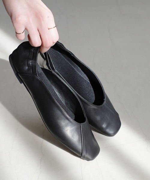 AmiAmi（アミアミ）の「スクエアトゥフォーマル携帯シューズ/収納ポーチ付きスリッパ（その他シューズ・レディース・グレー/ブラック・L/LL/M/S）」の6枚目の写真