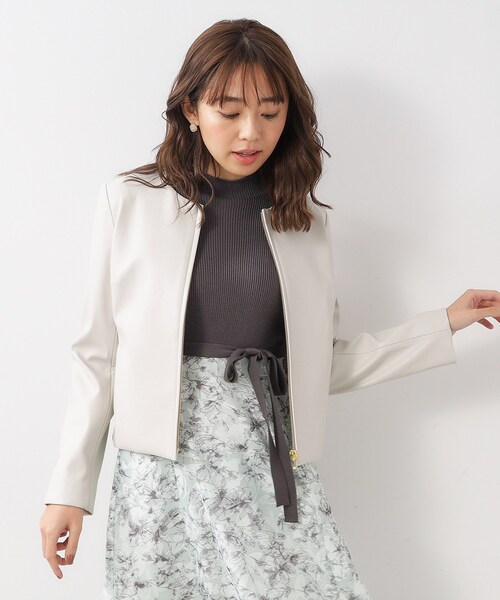 index(インデックス)の「◆≪S-LLsize≫ シンセティックレザーノーカラーブルゾン【ストレッチ/洗える】(ブルゾン・レディース・ブラック/ライトベージュ/ナチュラル・40/38/42/36)」の16枚目の写真