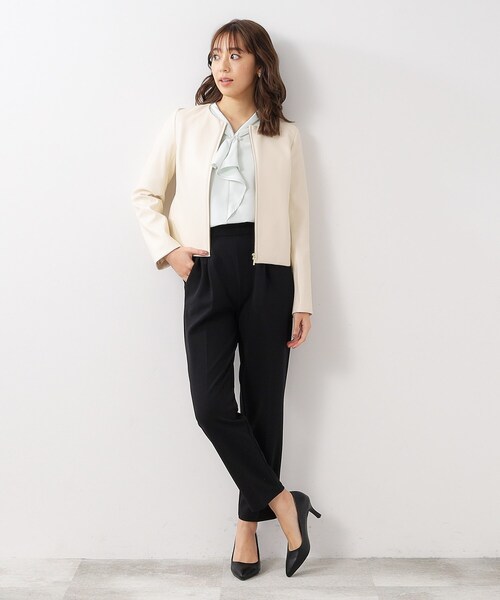 index(インデックス)の「◆≪S-LLsize≫ シンセティックレザーノーカラーブルゾン【ストレッチ/洗える】(ブルゾン・レディース・ブラック/ライトベージュ/ナチュラル・40/38/42/36)」の13枚目の写真