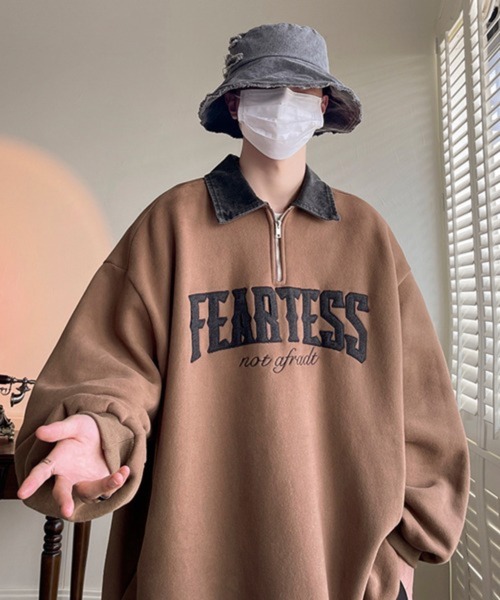 NOWLE(ノウル)の「【NOWLE】カレッジロゴ ハーフジップ ポロネック スウェット(スウェット・メンズ・ブラウン/ブラック/グレー・X-LARGE/LARGE/MEDIUM)」の5枚目の写真