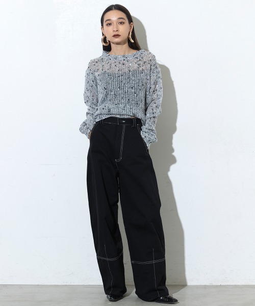 SEN TOKYO(セントーキョー)の「スタイルアップ効果も叶える。配色ステッチカーブパンツ(その他パンツ・レディース・ブラック/チャコール・FREE)」の5枚目の写真