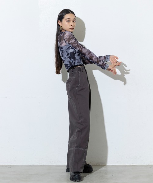 SEN TOKYO(セントーキョー)の「スタイルアップ効果も叶える。配色ステッチカーブパンツ(その他パンツ・レディース・ブラック/チャコール・FREE)」の20枚目の写真