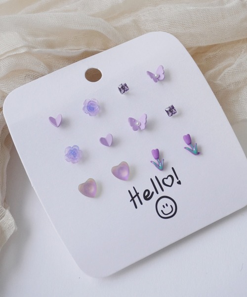 セール】6個セット ミニマム 韓国風 デザイン ピアス（ピアス（両耳用