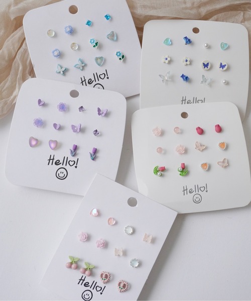 セール】6個セット ミニマム 韓国風 デザイン ピアス（ピアス（両耳用