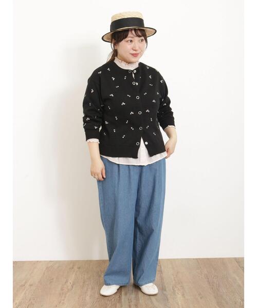 Samansa Mos2（サマンサ モスモス）の「花柄刺繍リングドットボタンカーディガン（カーディガン/ボレロ・レディース・ブルー/ブラック/ミント/キナリ・F）」の18枚目の写真