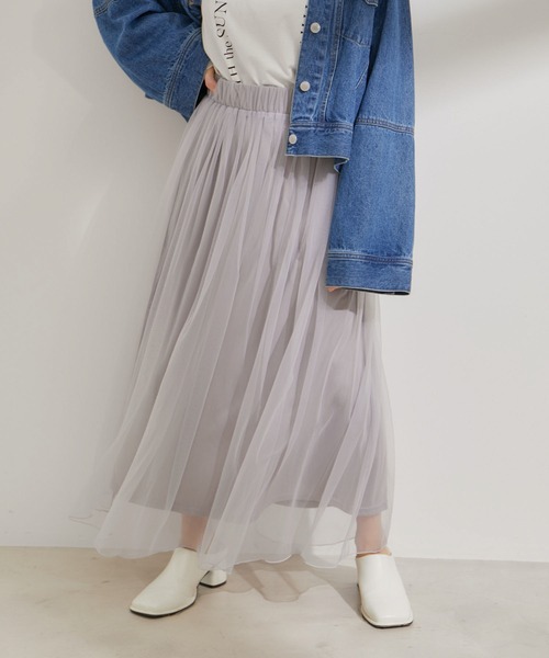 VIS（ビス）の「【2WAY】チュールロングスカート（スカート・レディース・グレー/ブラック・FREE）」の12枚目の写真