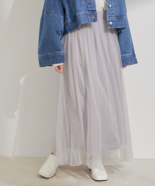 VIS（ビス）の「【2WAY】チュールロングスカート（スカート・レディース・グレー/ブラック・FREE）」の4枚目の写真