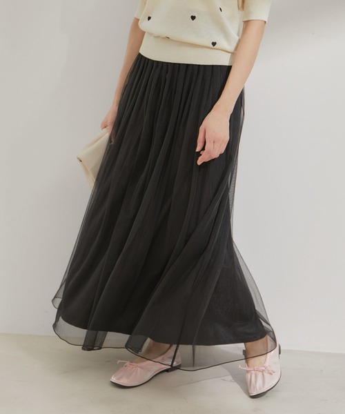 VIS（ビス）の「【2WAY】チュールロングスカート（スカート・レディース・グレー/ブラック・FREE）」の7枚目の写真