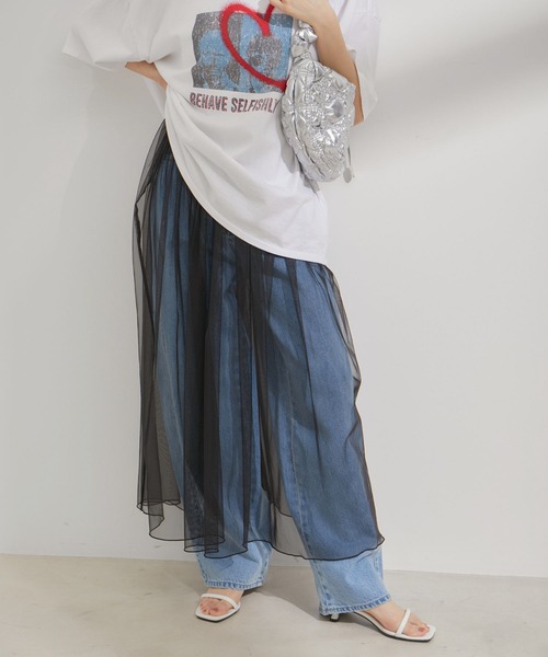 VIS（ビス）の「【2WAY】チュールロングスカート（スカート・レディース・グレー/ブラック・FREE）」の18枚目の写真