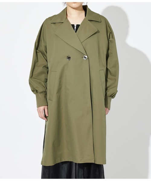 Settimissimo（セッティミッシモ）の「エステルニット切替 デザイン トレンチコート サイドスリット（トレンチコート・レディース・グレイッシュベージュ/カーキ・FREE）」の18枚目の写真
