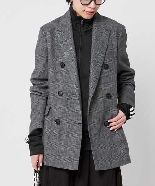 AP STUDIO - AP STUDIO リネンミックスチェックドジャケット リネンミックスチェックドジャケット（テーラードジャケット