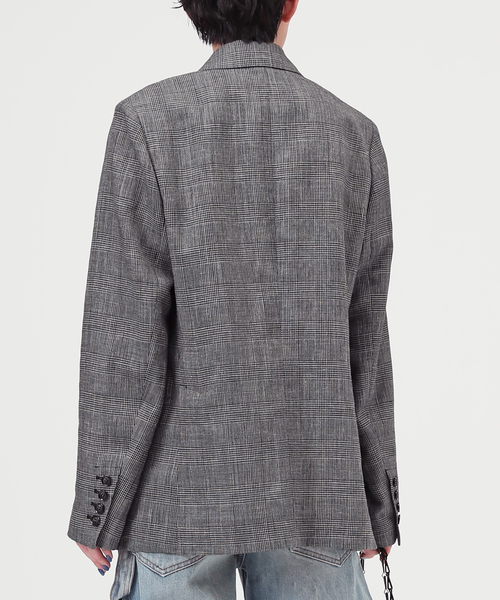 AP STUDIO（エーピーストゥディオ）の「リネンミックスチェックドジャケット（テーラードジャケット・レディース・チャコールグレー・36/38）」の4枚目の写真