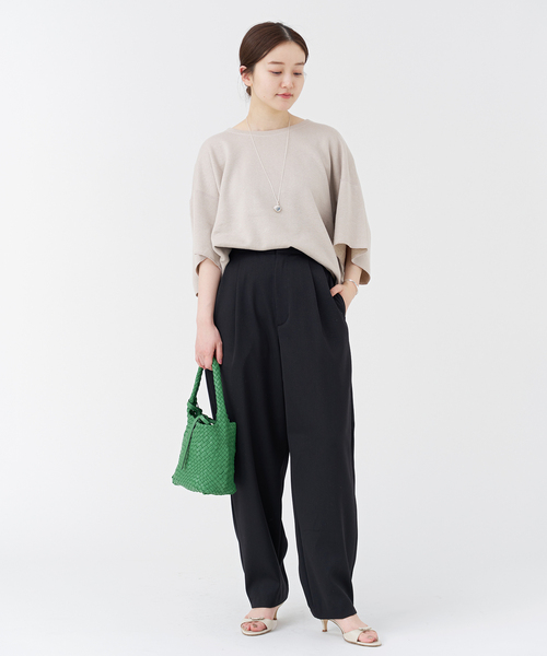 ＩＥＮＡ 裾Wタックパンツ黒36 IENA（イエナ）の「ダブルクロス フォルムタックパンツ