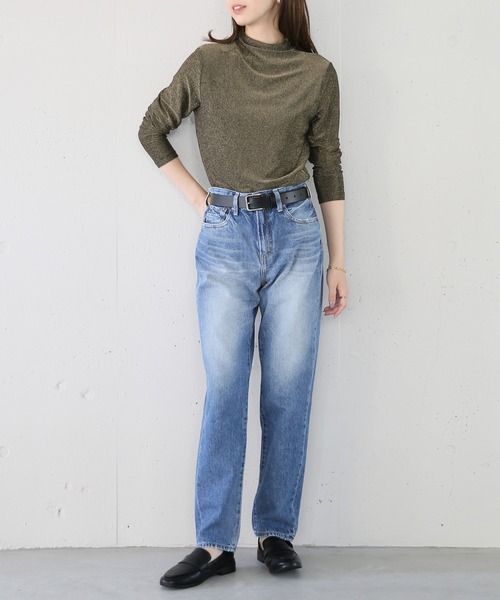 セール】【SETUP7】 ラメシアートップス glitter sheer high neck tops