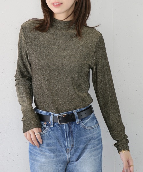 セール】【SETUP7】 ラメシアートップス glitter sheer high