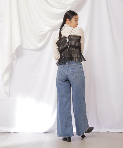 JILL by JILL STUART（ジルバイジルスチュアート）の「BACKリボンスモッキングキャミ（キャミソール・レディース・ブラック/ホワイト系その他2・FREE）」の21枚目の写真