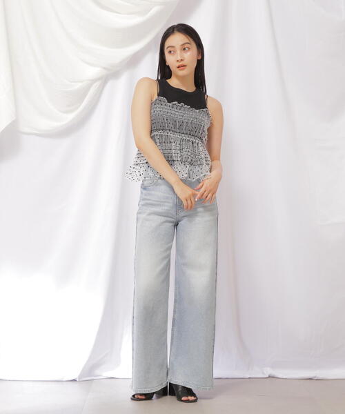 JILL by JILL STUART（ジルバイジルスチュアート）の「BACKリボンスモッキングキャミ（キャミソール・レディース・ブラック/ホワイト系その他2・FREE）」の14枚目の写真