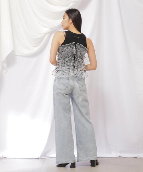 JILL by JILL STUART（ジルバイジルスチュアート）の「BACKリボンスモッキングキャミ（キャミソール・レディース・ブラック/ホワイト系その他2・FREE）」の12枚目の写真
