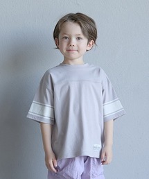 b・ROOM | 【接触冷感】【どっちが前でもＯＫ！】袖ラインプリント半袖Ｔシャツ(Tシャツ/カットソー)