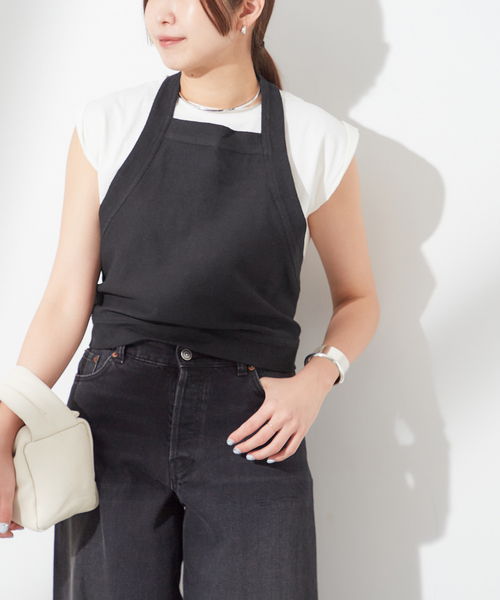 【SANA/サナ】HOLTER TOP MIDDLE JERSEY：トップス