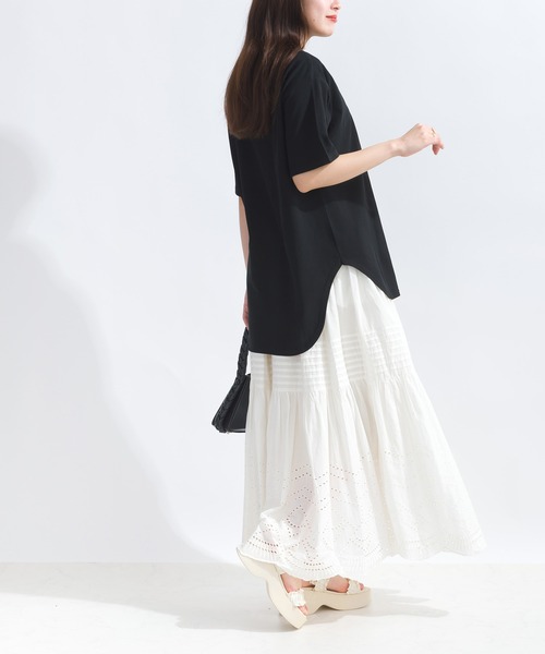 PICCIN（ピッチン）の「スラブ地ビッグTシャツ（Tシャツ/カットソー・レディース・グレー/ブラック/カーキ/オフホワイト・M）」の18枚目の写真